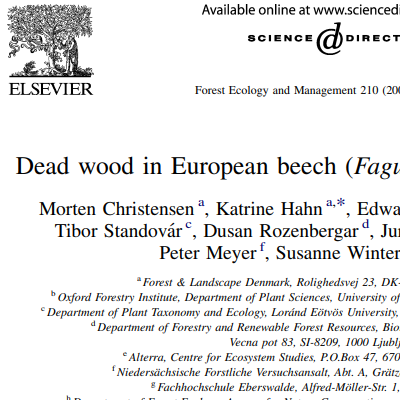 Dead wood in European beech forest reserves